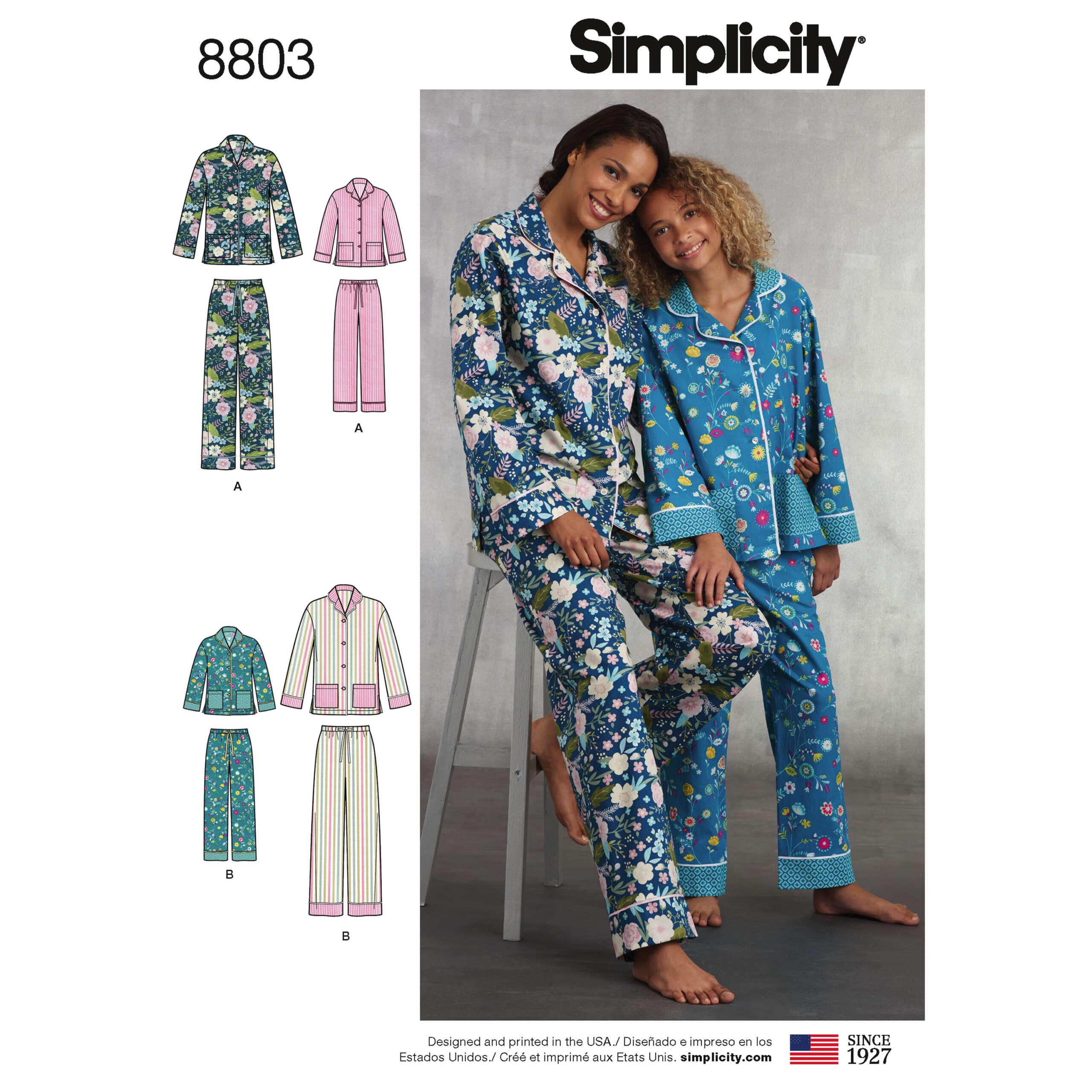 S8803_envelope_front-scaled-1.jpg Simplicity | 8803 | Girls' & Misses' Lounge Pants and Shirt - Image 1