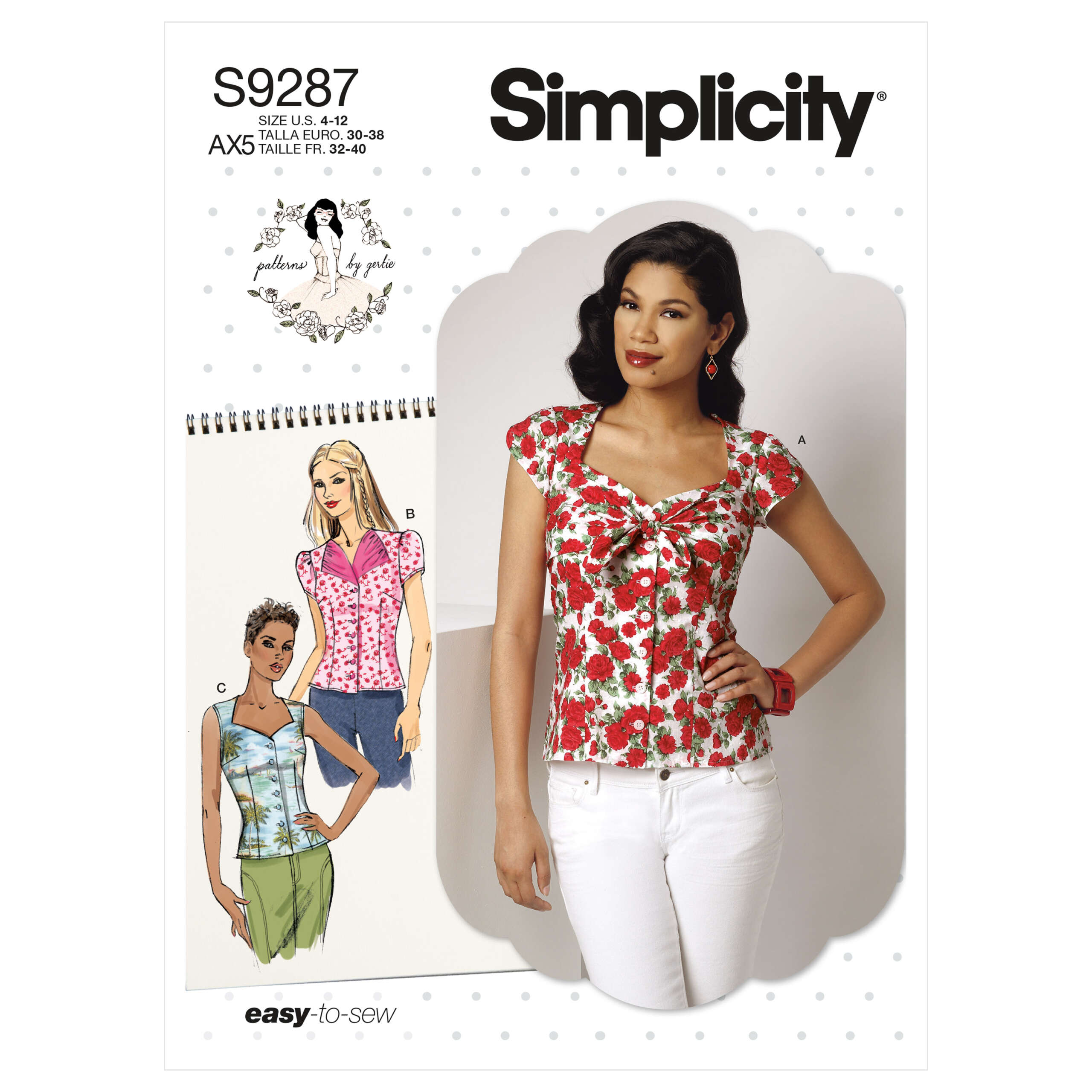S9287_envelope_front-scaled-1.jpg Simplicity | S9287 | Misses' Sweetheart-Neckline Blouses - Image 1
