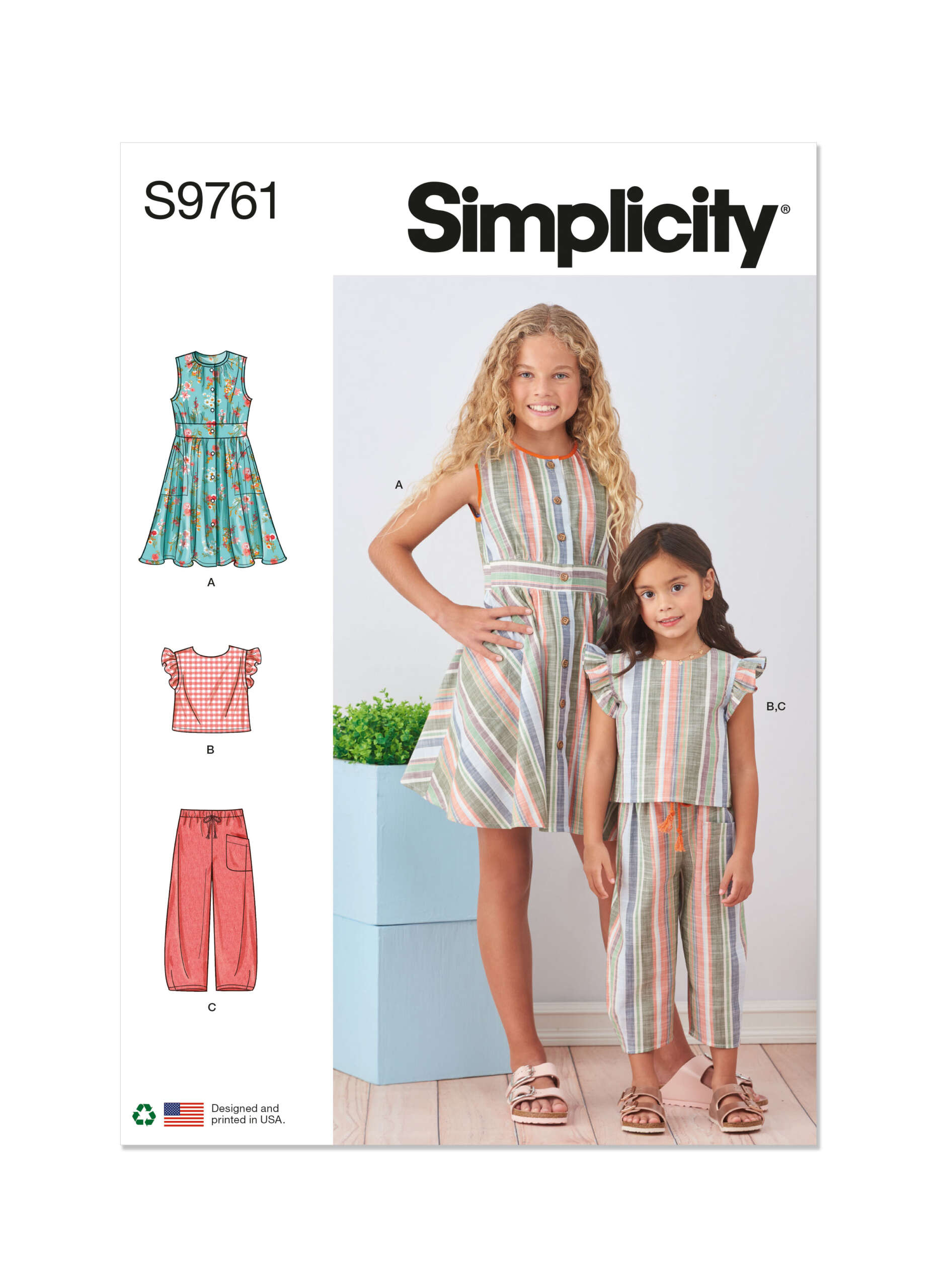 S9761_envelope_front-scaled-1.jpg Simplicity | S9761 | Children's and Girls' Dress, Top and Pants - Image 1
