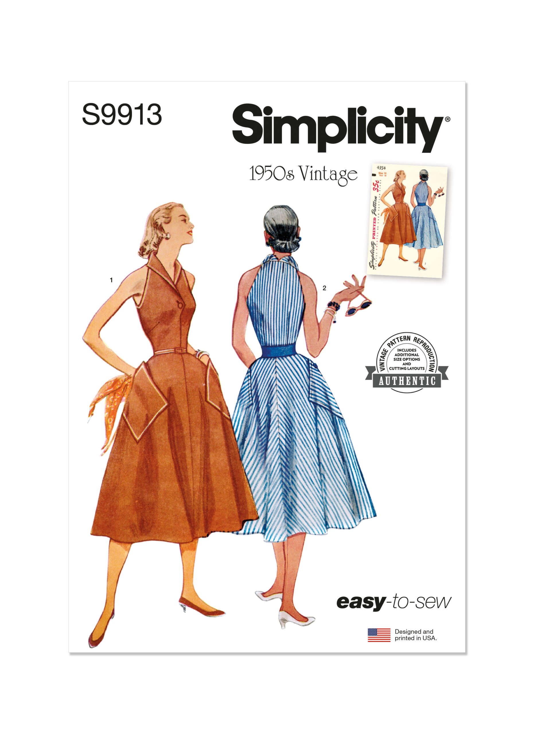 S9913_envelope_front-scaled-1.jpg Simplicity | S9913 | 1950s Misses' Dress - Image 1