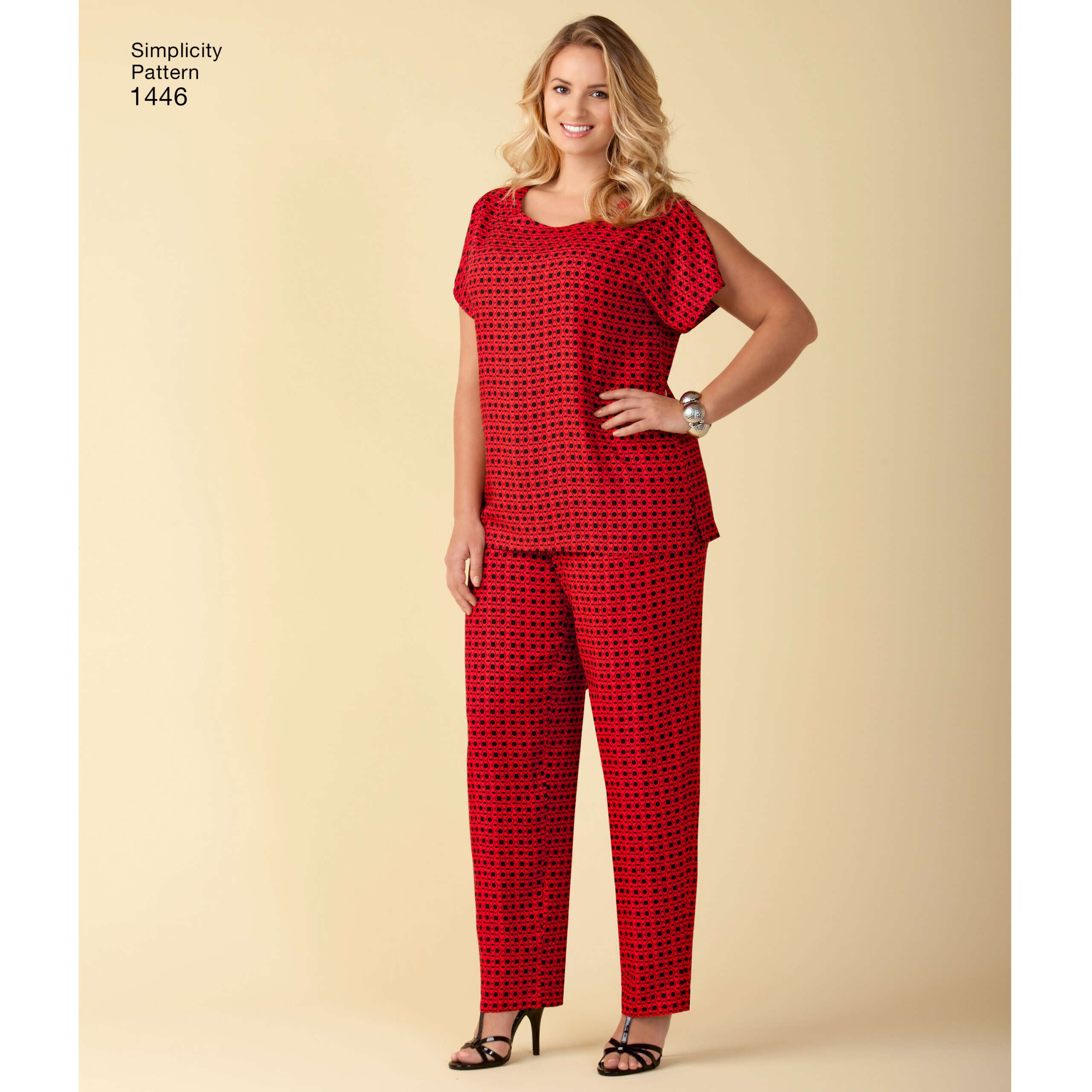 simplicity-plus-sizes-pattern-1446-AV1-scaled-1.jpg Simplicity | 1446 | Women's Six Made Easy Pull-On Tops, Pants or Shorts - Image 1