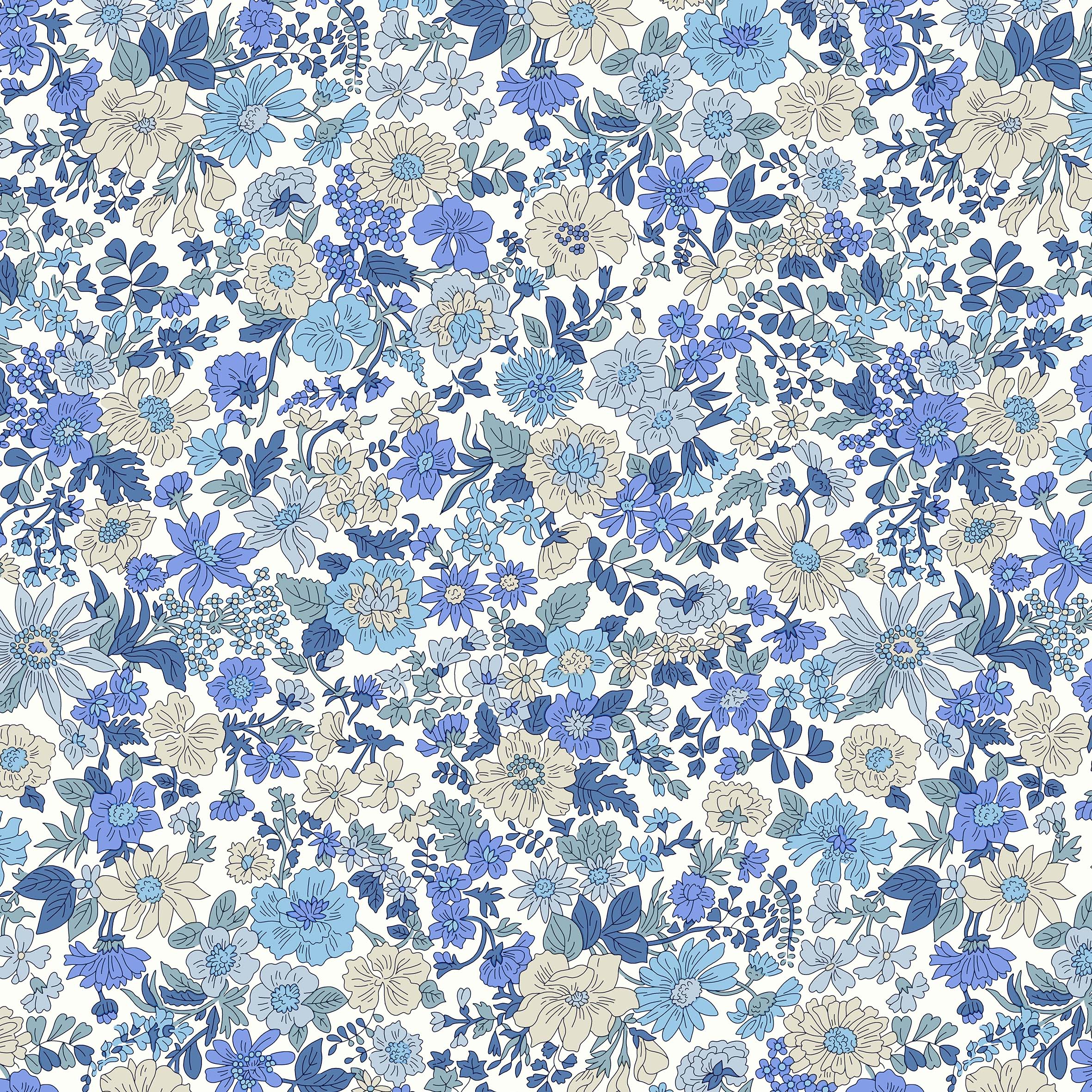 Liberty Emily Annabella Lasenby Cotton Blue colourway