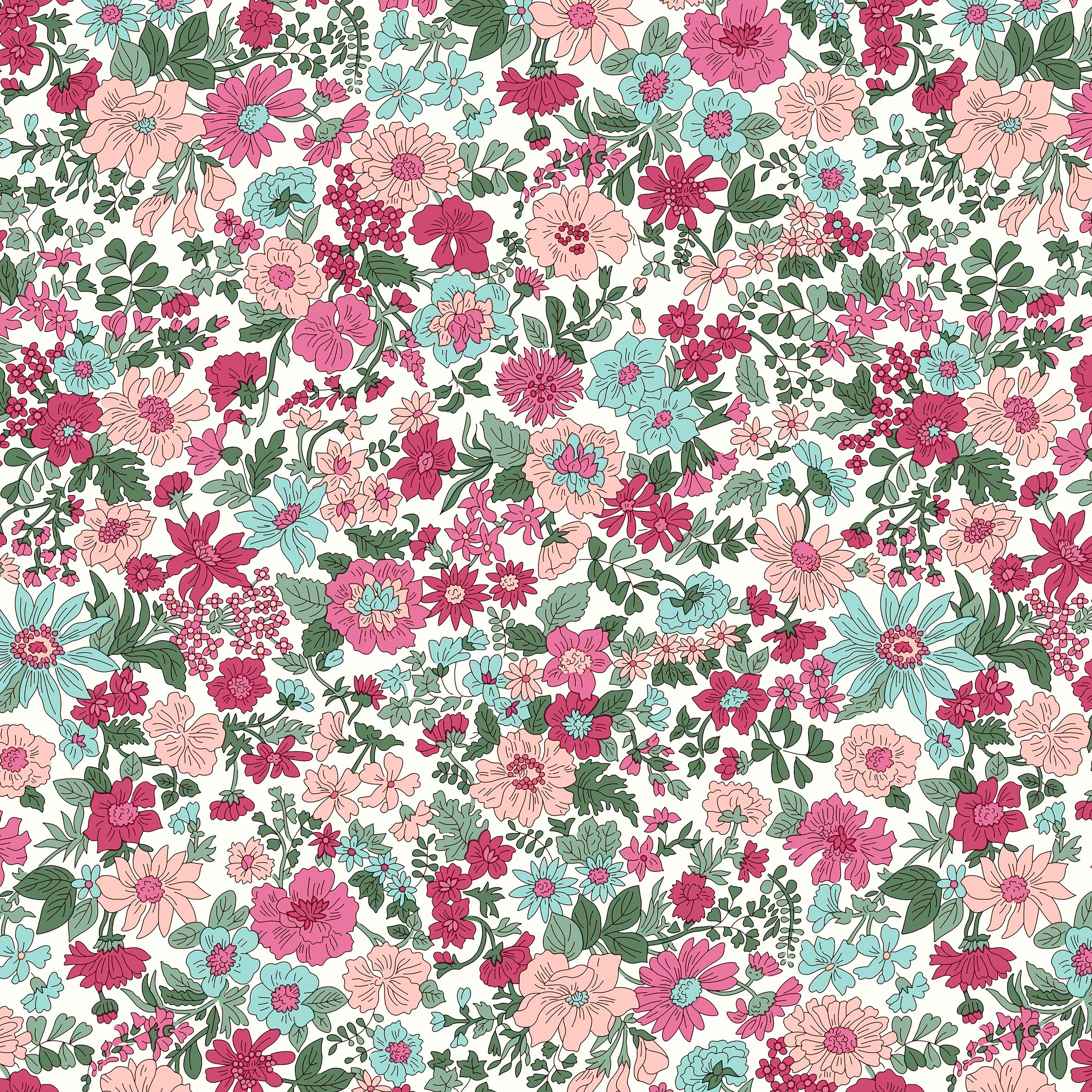 Liberty Emily Annabella Lasenby Cotton — vibrant floral fabric spread