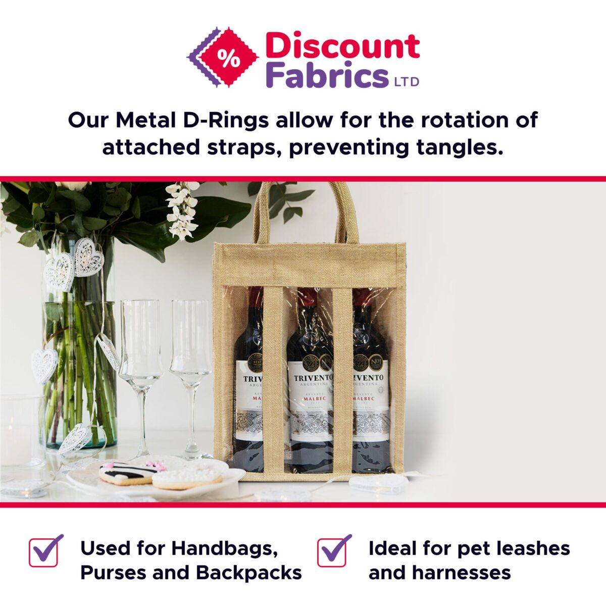 Window Wine Bottle Bag | Hessian Wine Bag | Wine gift Bag - Image 3