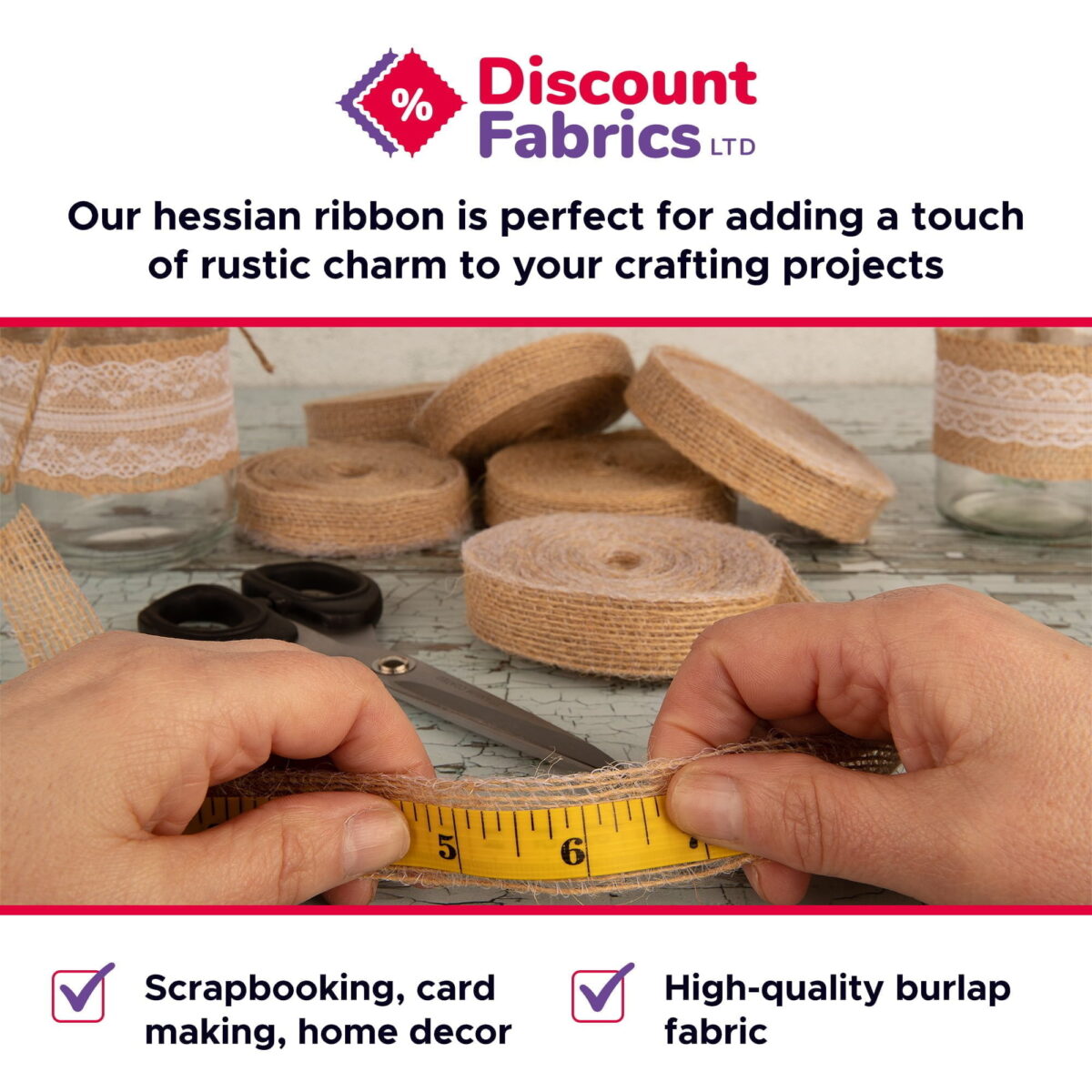 Craft Ribbon | Hessian Ribbon | Hessian Tape - Image 3