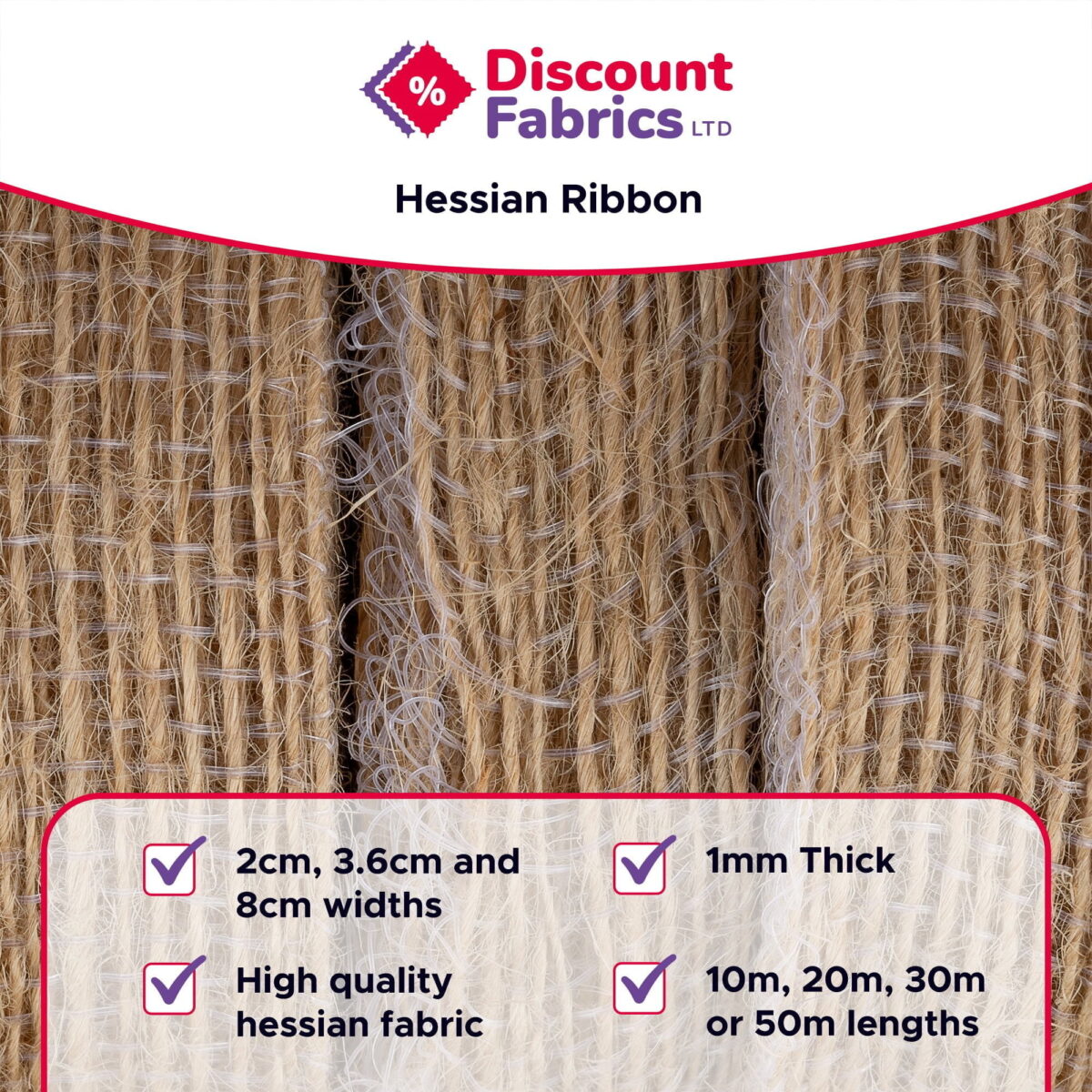 Craft Ribbon | Hessian Ribbon | Hessian Tape - Image 2