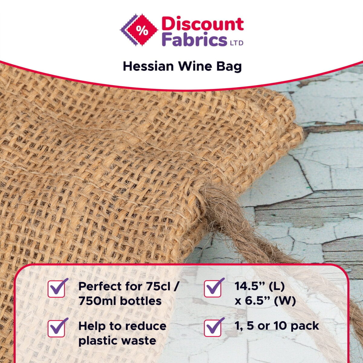 Hessian Wine Bottle Bag | 750ml | Jute Wine Pouch - Image 2