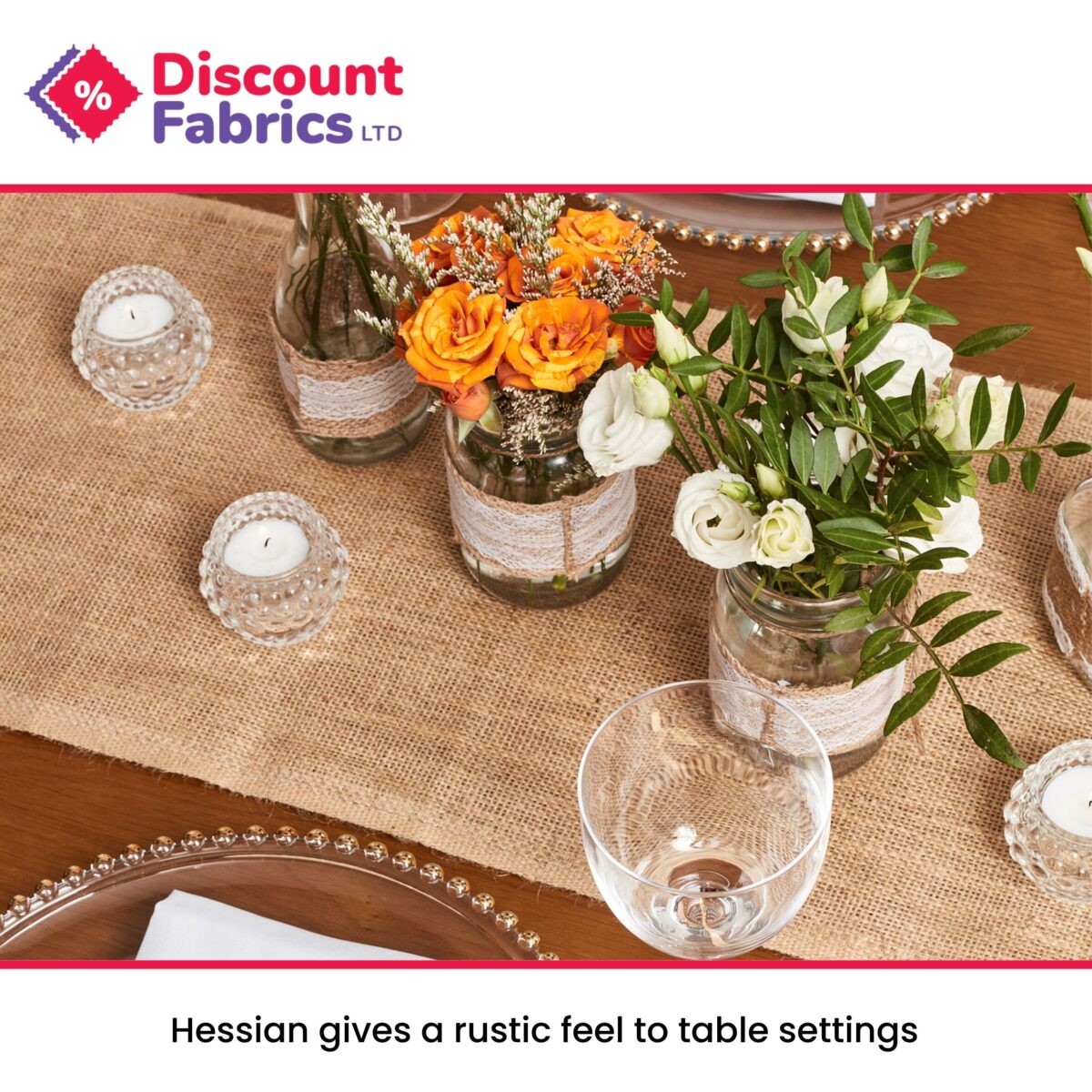 Hessian Table Runner | 30cm Wide | Natural Jute Fabric - Image 5