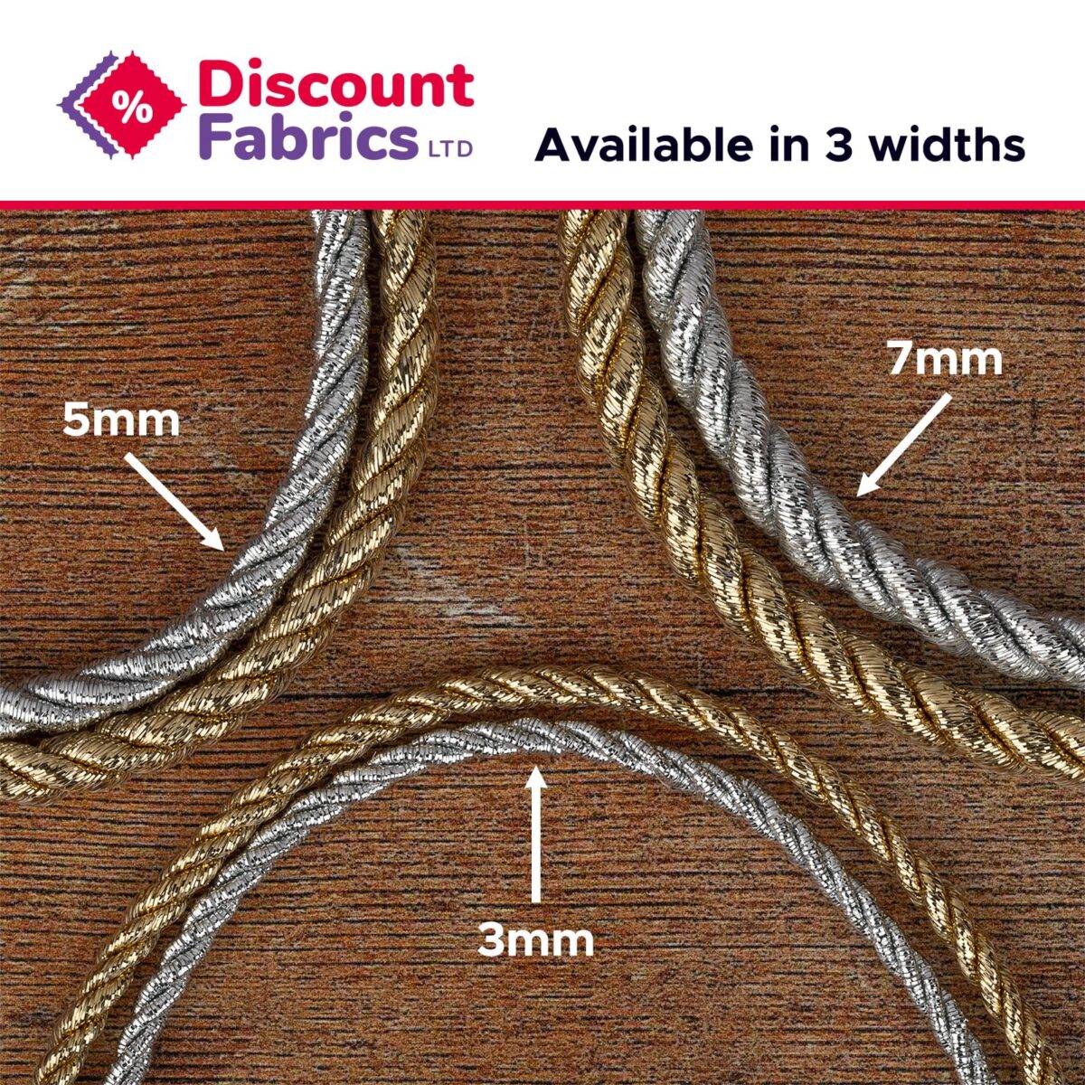 Craft | Lurex Cord | 3mm - 7mm Wide - Image 2