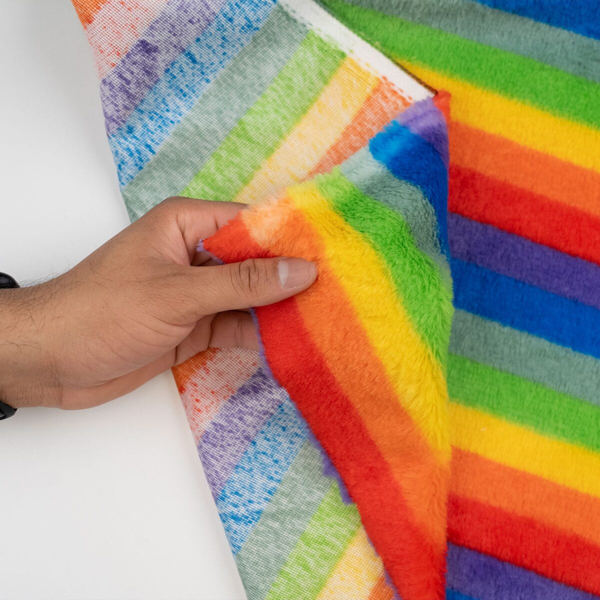Plush Fur Fabric | Faux Fur | Rainbow  Fur Fabric - Image 4