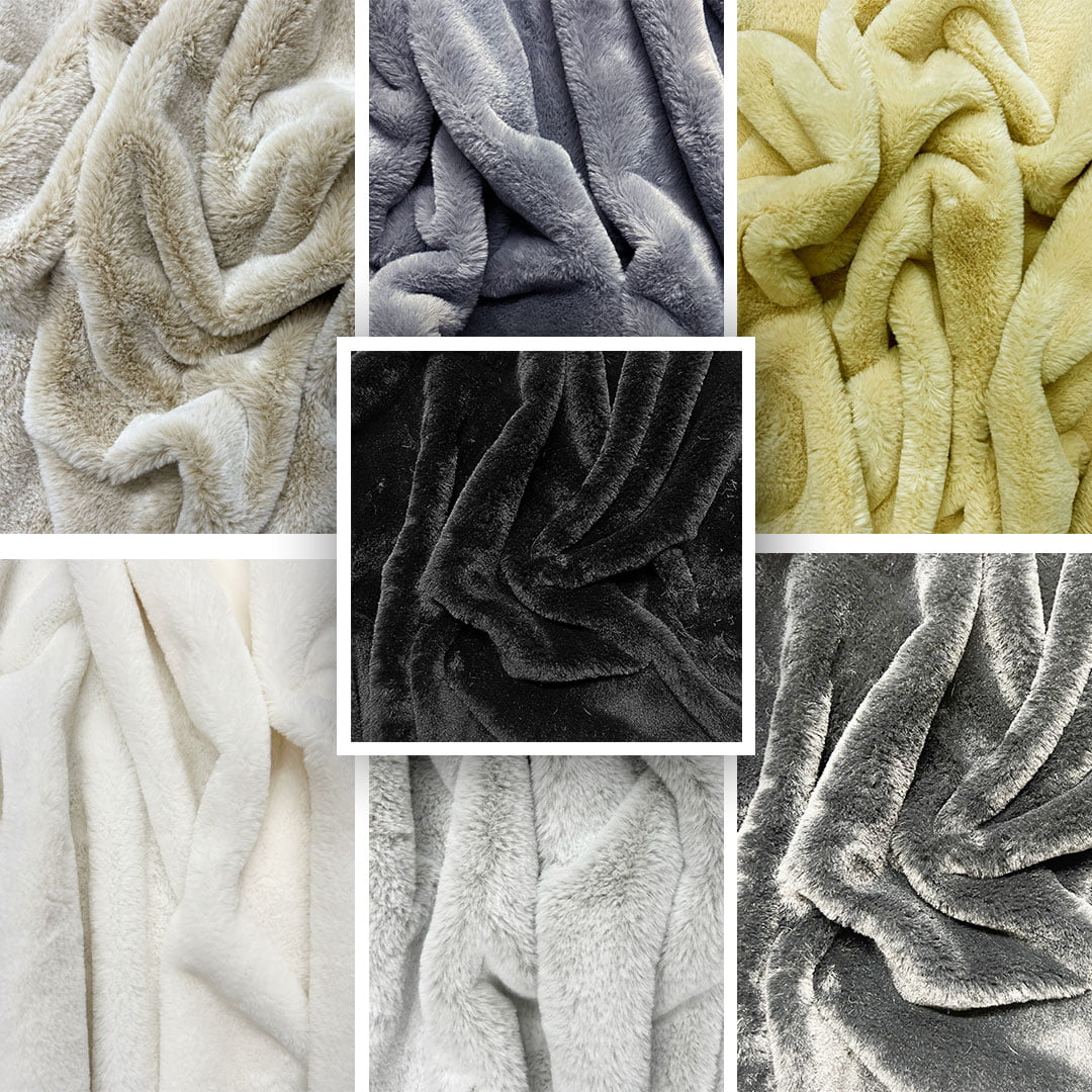Plush faux fur fabric in soft neutral shades