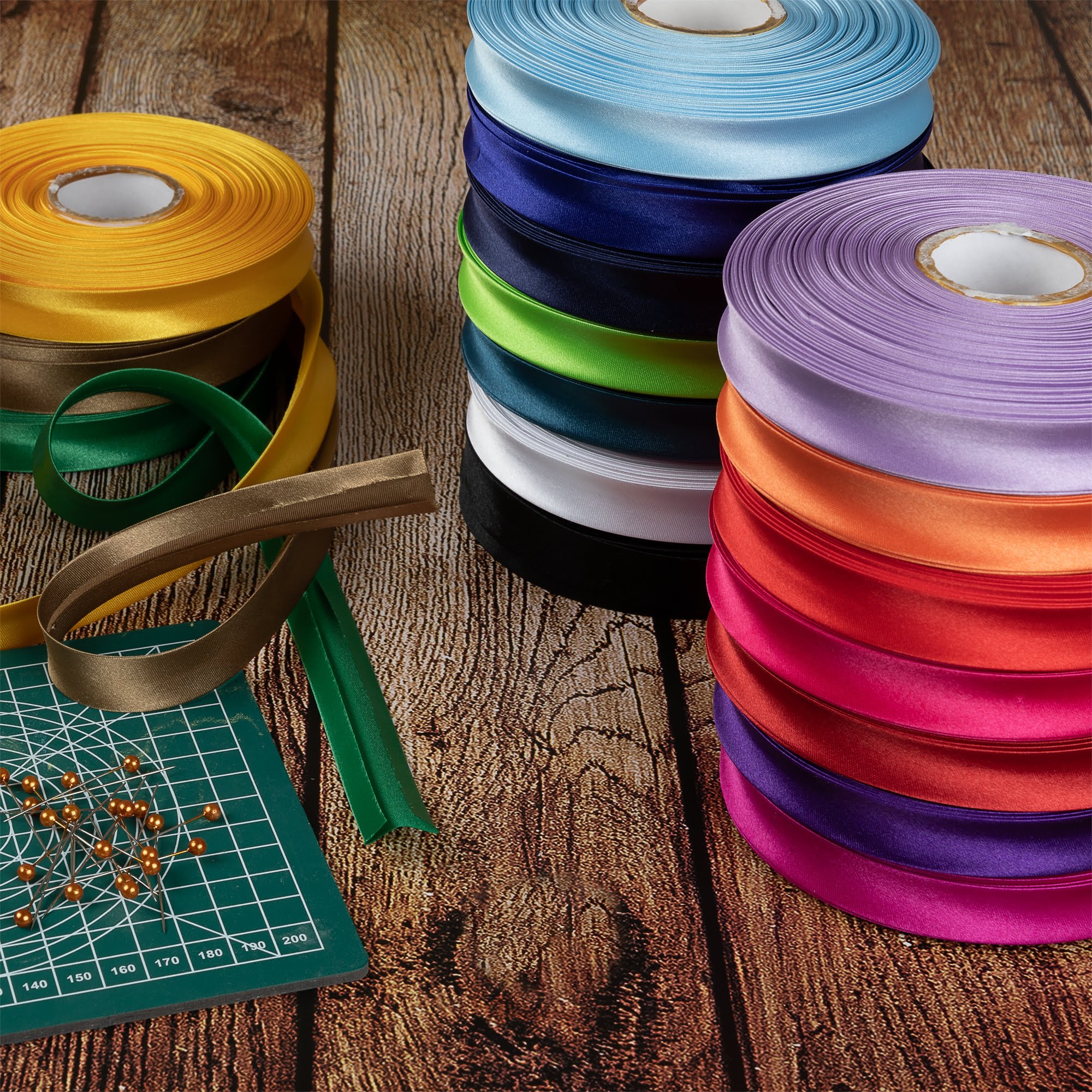 Rolls of bias binding tape