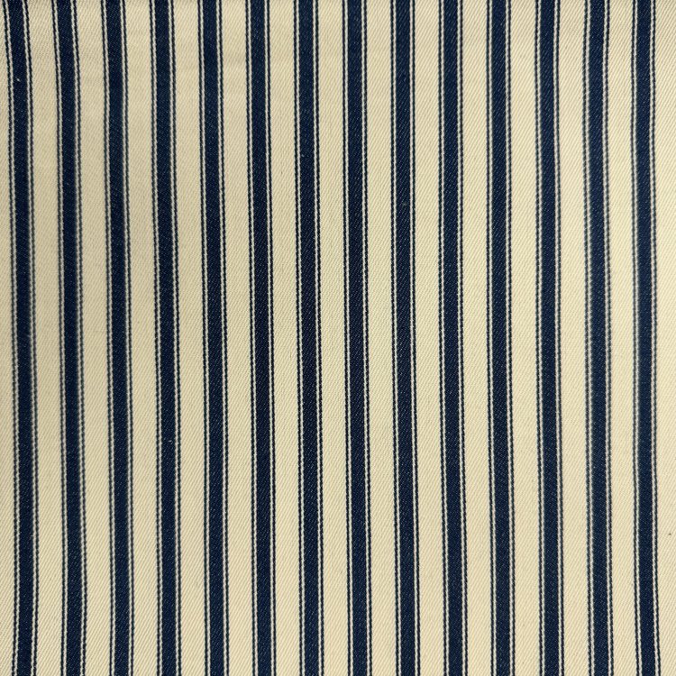 100% Cotton Canvas Ticking Stripe — Navy and White