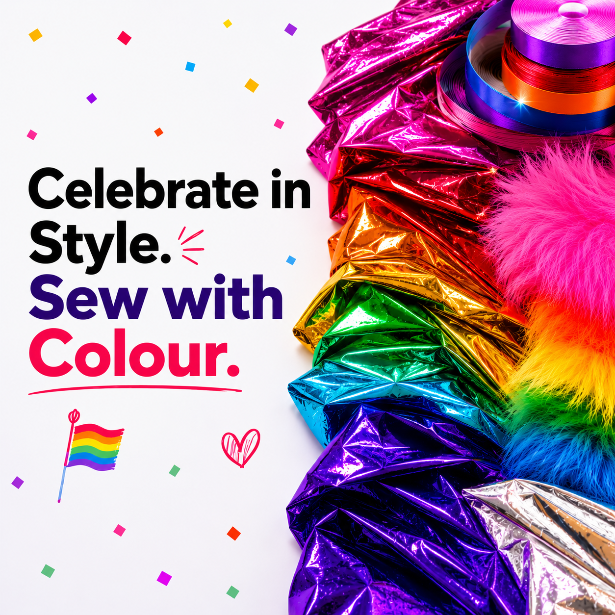Rainbow Fur and Foil Jersey festival fabric hero shot