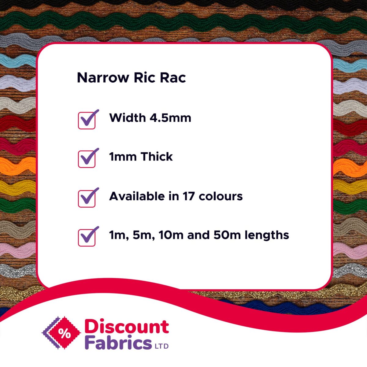 Ric Rac Trim | Narrow  Ric Rac | 4.5mm Wide - Image 2