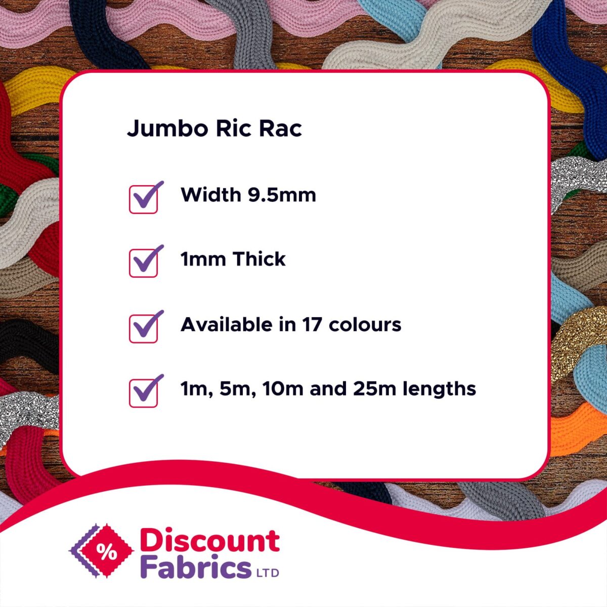 Ric Rac Trim | Jumbo Ric Rac | 9.5mm Wide - Image 2