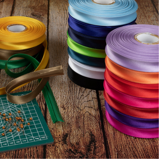 Rainbow Bias Binding colour range fanned out
