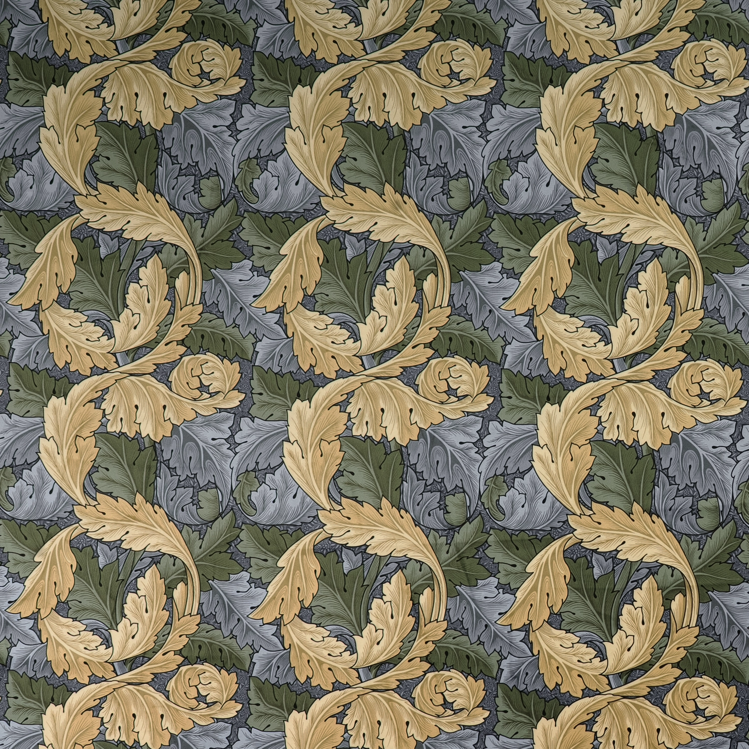 WM_VELVET_Acanthus Blue 01 William Morris Acanthus Velvet Fabric | Printed Upholstery - Image 1