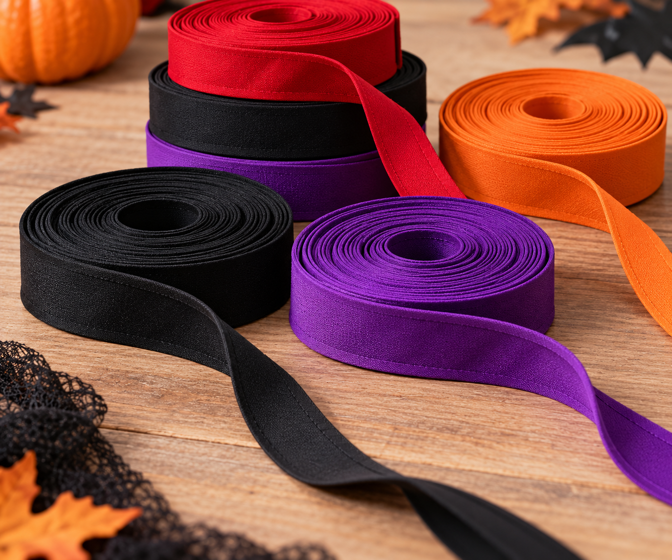 Rolls of bias binding tape