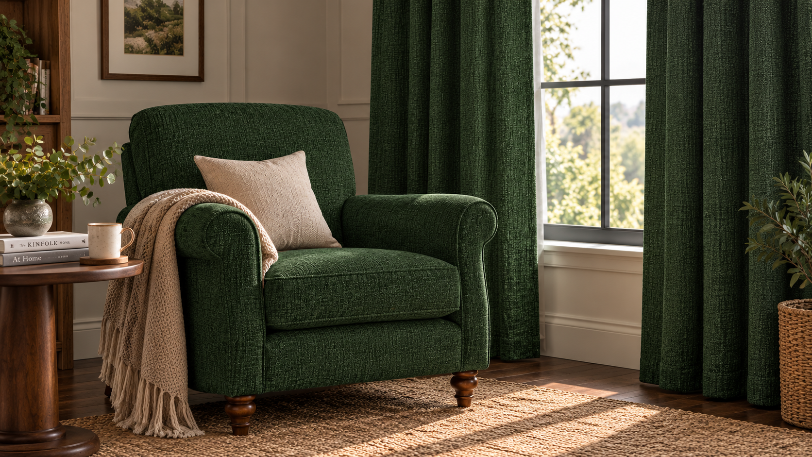 Armchair seat cushion recovered in Wexford Heavy Duty Linen Blend
